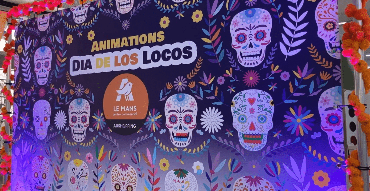 animation centre commercial dia de los muertos